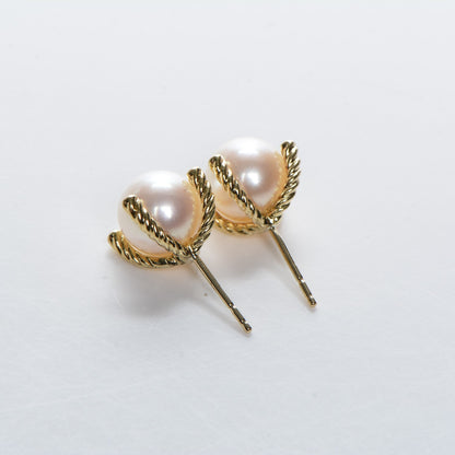 David Yurman 18K Yellow Gold Diamond 14mm Pearl Earrings 3 of 5