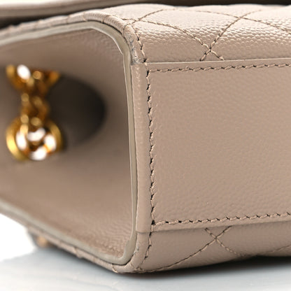 Saint Laurent Grain De Poudre Textured Mixed Matelasse Medium Triquilt Monogram Satchel Dark Beige 6 of 7