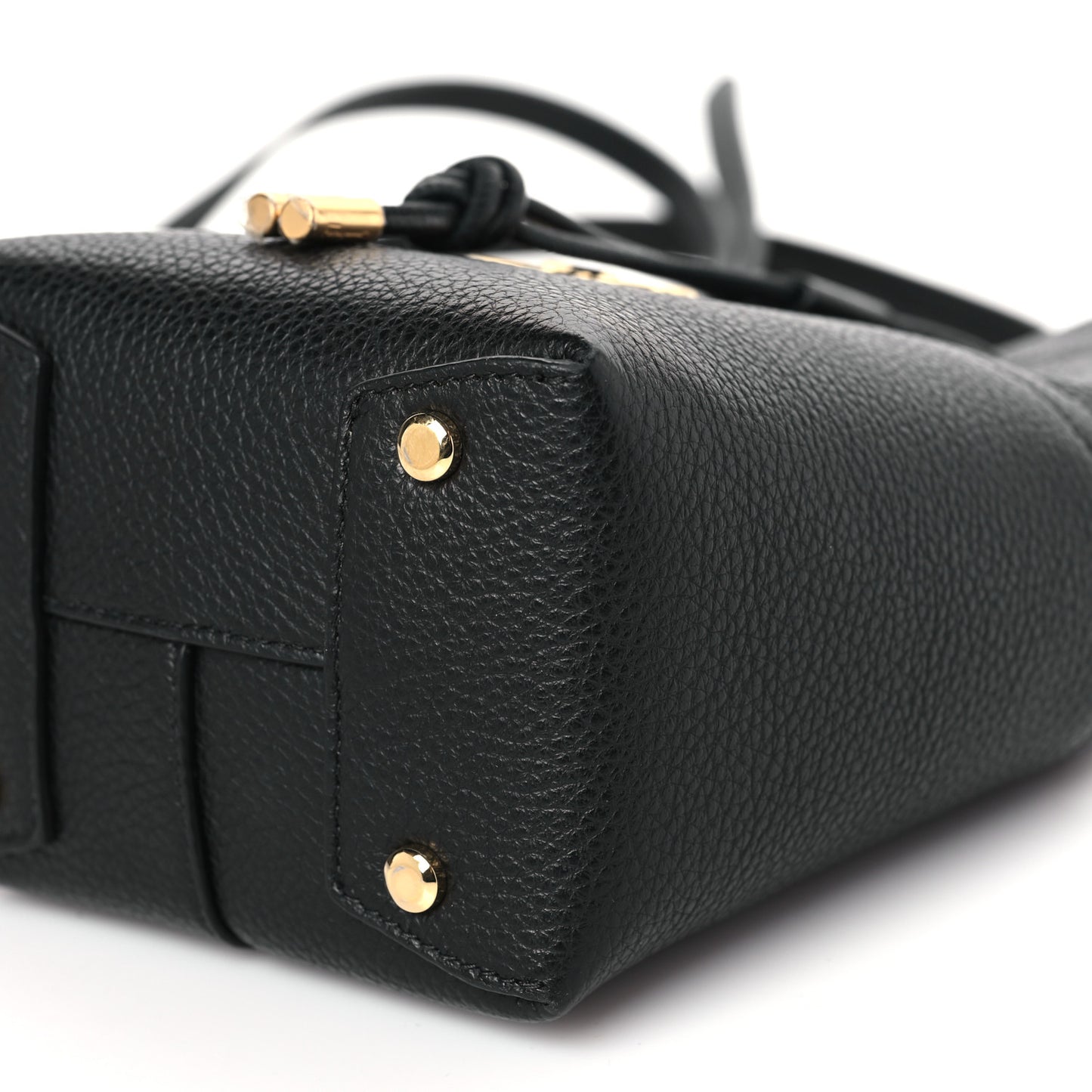 Grained Calfskin Mini Gancino Bucket Bag Black