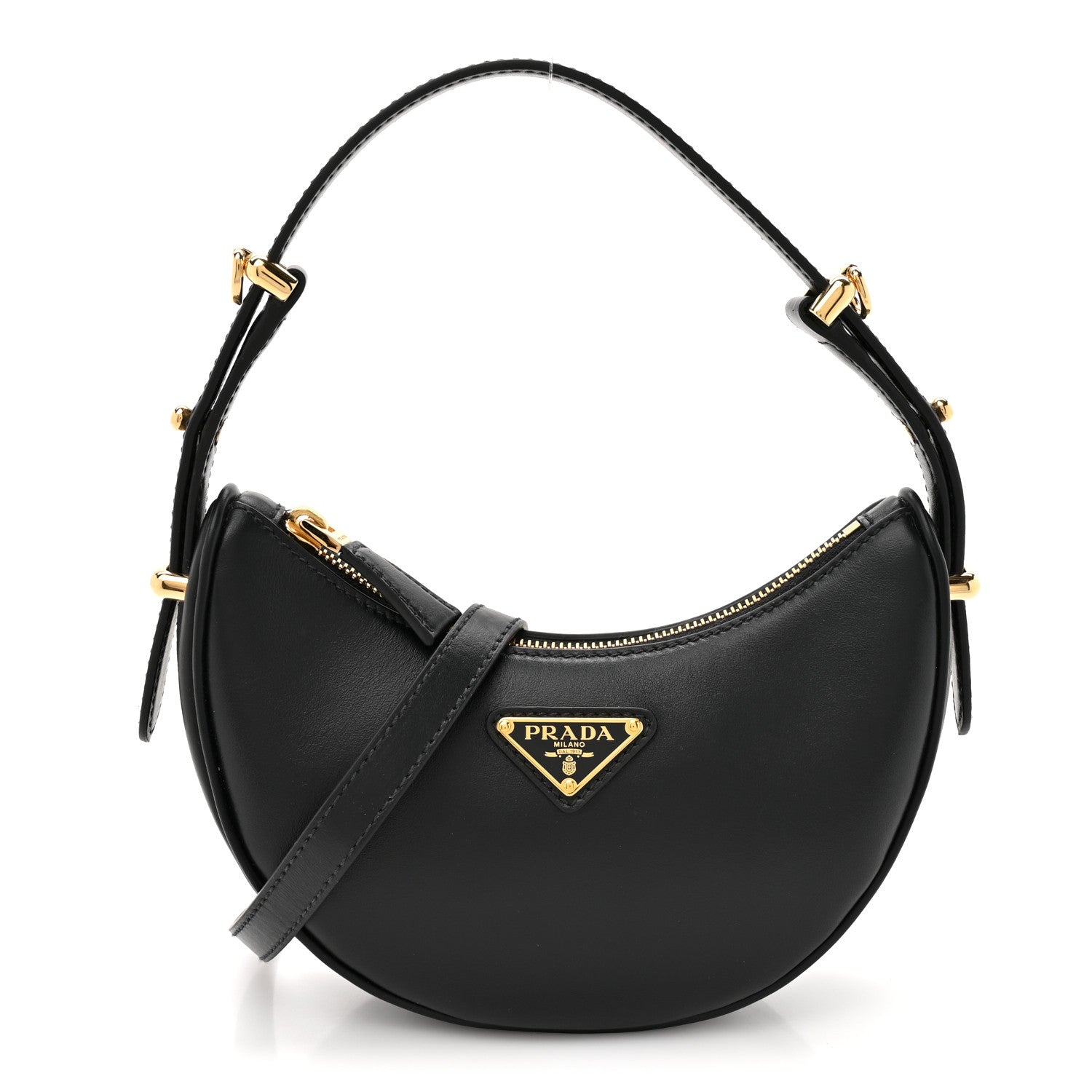 Prada Soft Calfskin Mini Arque Shoulder Bag Black 1 of 9
