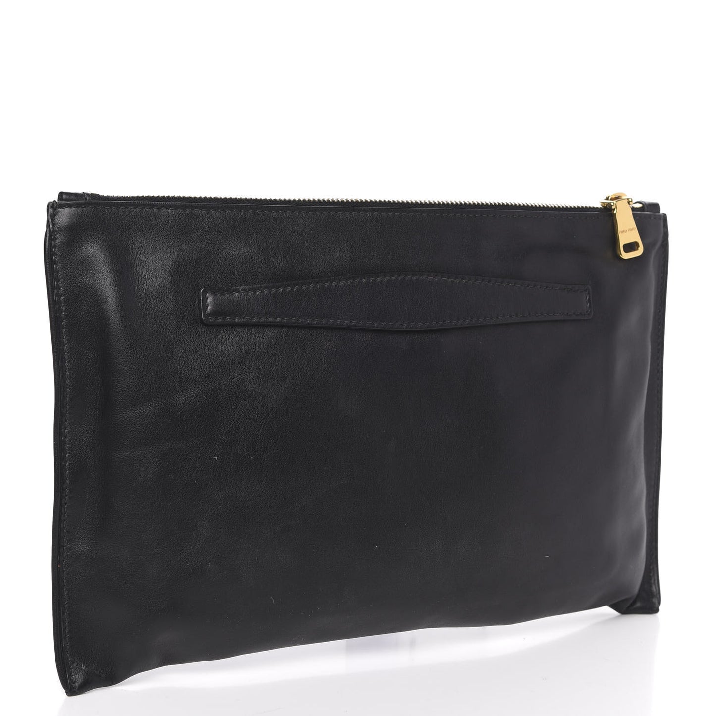 Soft Calf Studded Zip Pouch Black