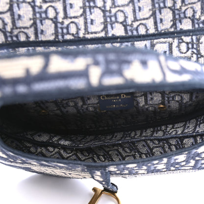 Christian Dior Oblique Embroidered Saddle Bag Blue 4 of 5