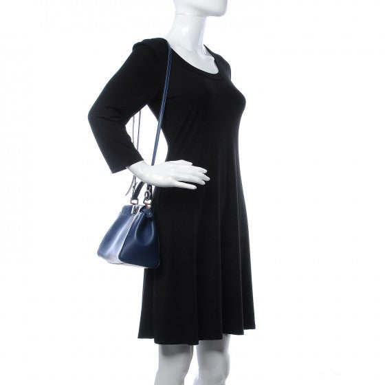 Fendi Nappa Mini Peekaboo Iconic Satchel True Blue 2 of 11
