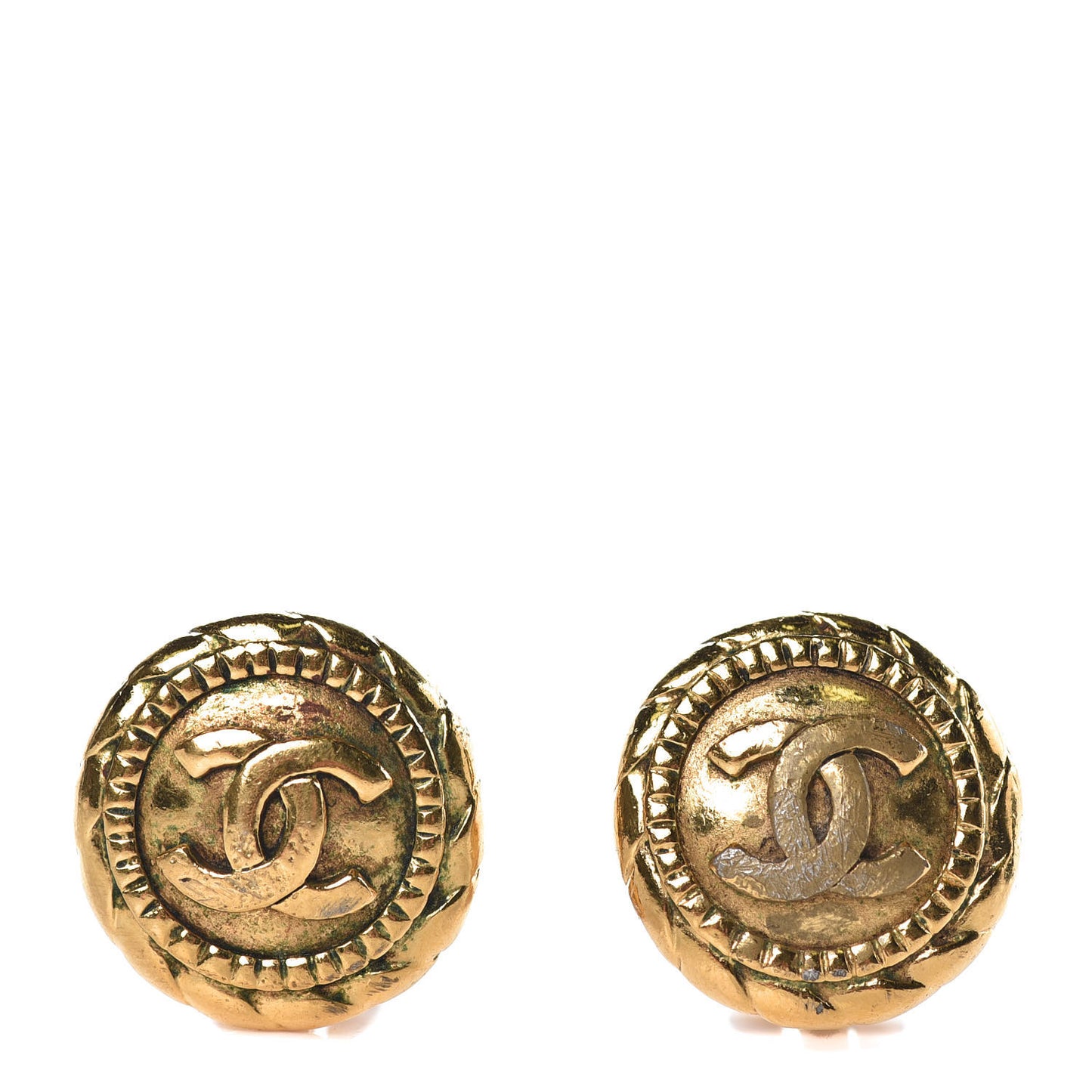 CC Quilted Clip On Earrings Gold