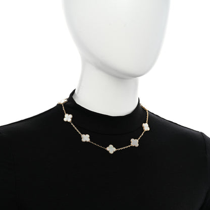 Van Cleef & Arpels 18K Yellow Gold Mother of Pearl 10 Motifs Vintage Alhambra Necklace 2 of 6
