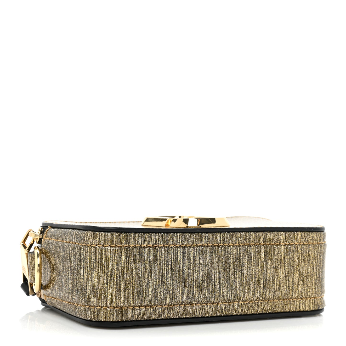 Metallic Calfskin Glitter Small Snapshot Camera Bag Gold Black