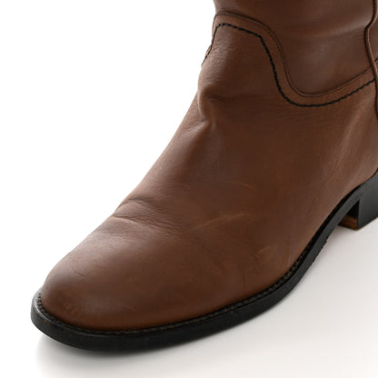 Chanel Calfskin Ascot Knee High CC Boots 36.5 Light Brown 9 of 15