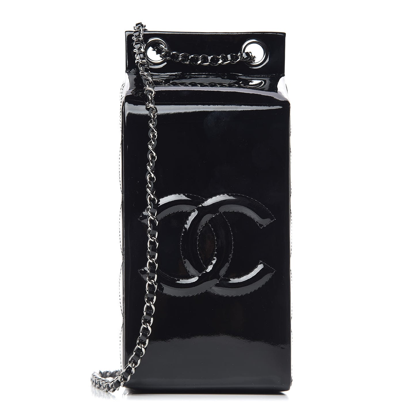 Patent Milk Carton Bag Black