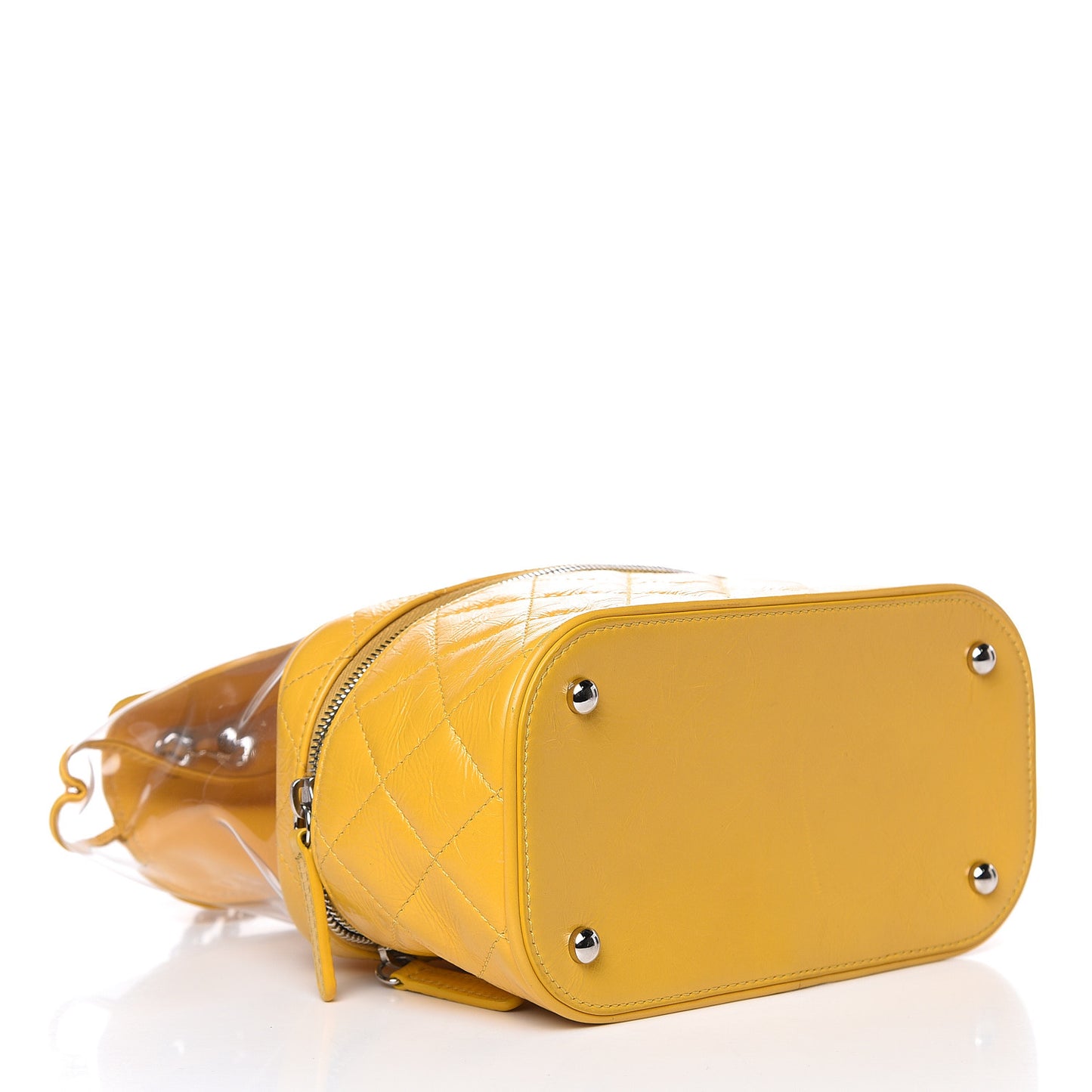 Crumpled Calfskin PVC Quilted Flap Yellow