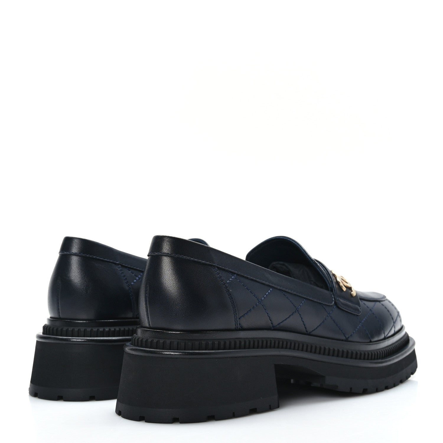 Chanel Calfskin Quilted CC Mocassin Loafers 39 Navy Blue 4 of 8