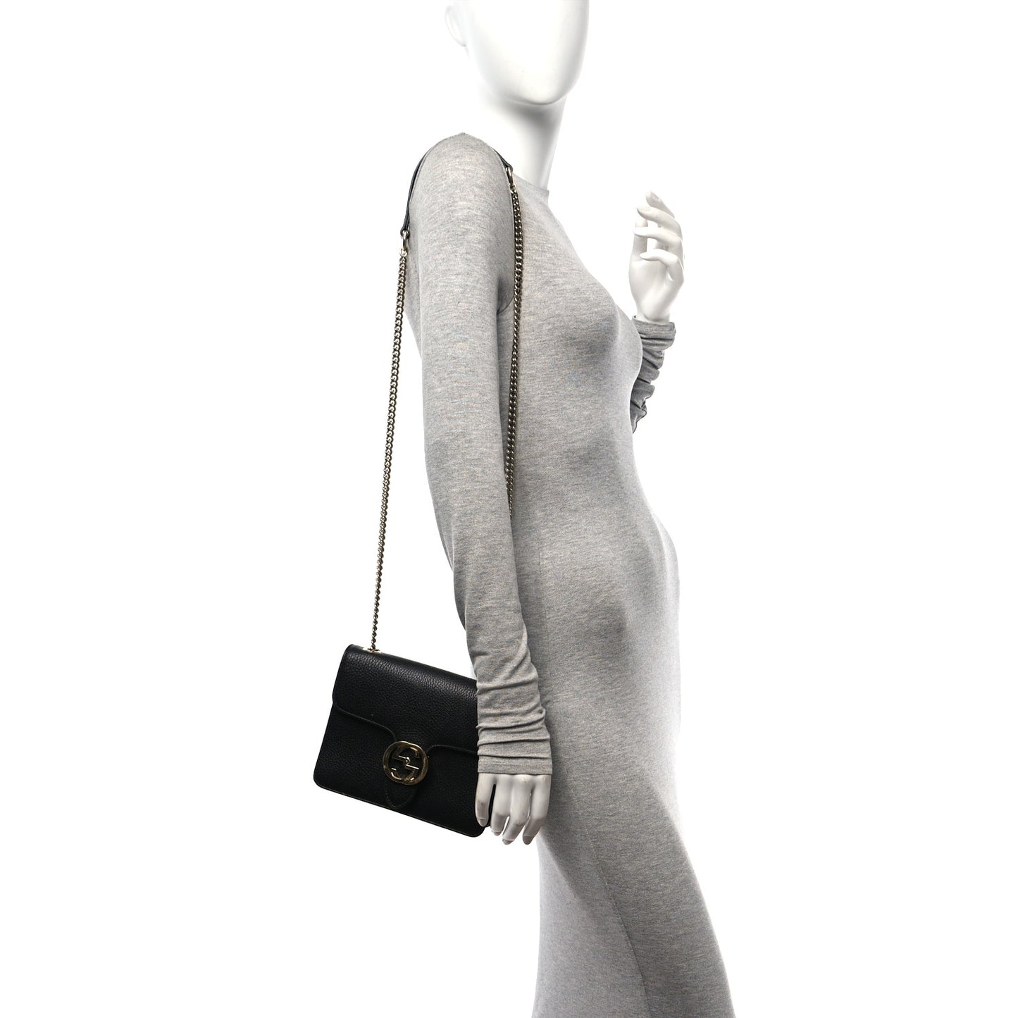 Dollar Calfskin Small Interlocking G Shoulder Bag Black