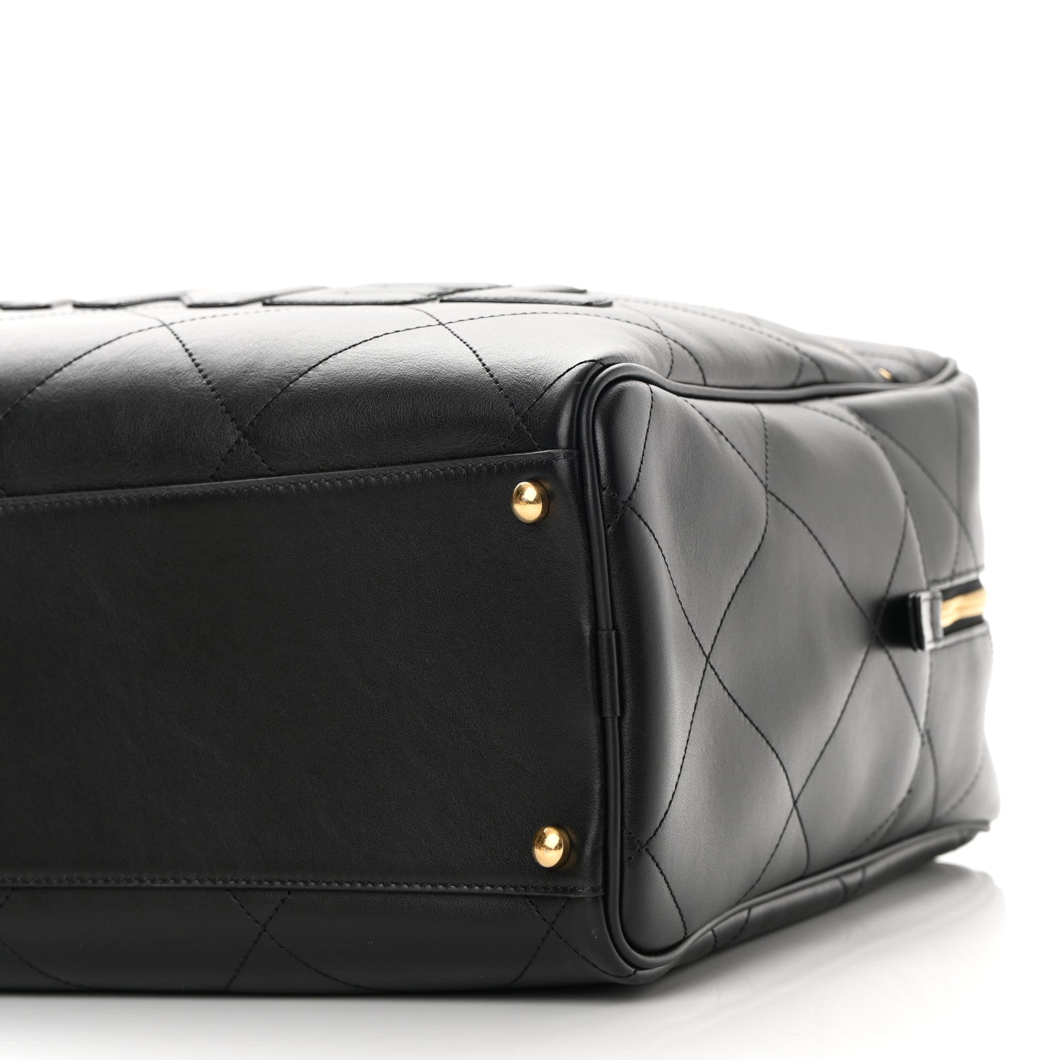 Chanel Calfskin Stitched Maxi Logo Bowling Bag Black 9 of 9