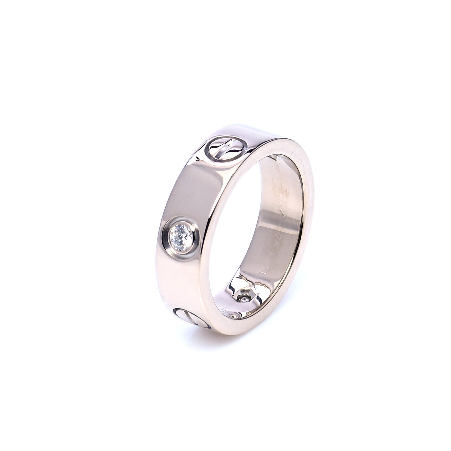 Cartier 18K White Gold 3 Diamond 5.5mm LOVE Ring 51 5.75 5 of 5