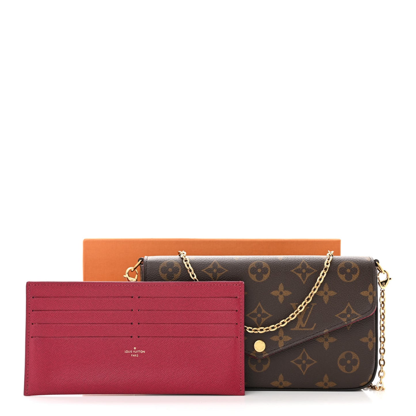 Monogram Pochette Felicie Chain Wallet Fuchsia