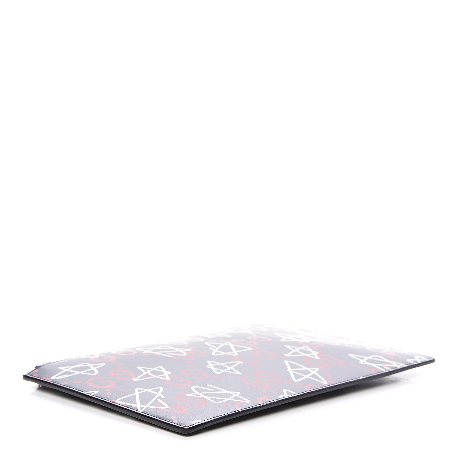 Gucci Calfskin GucciGhost Print Pouch Blue Agata Hibiscus Red 3 of 8