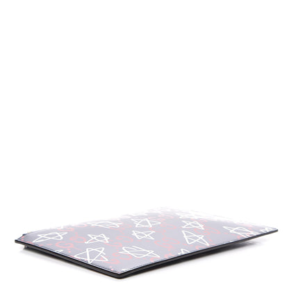 Gucci Calfskin GucciGhost Print Pouch Blue Agata Hibiscus Red 3 of 8