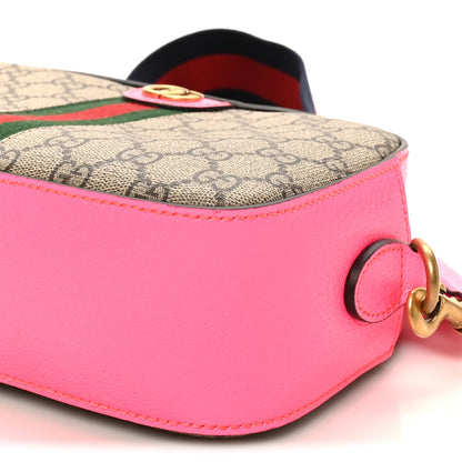 Gucci GG Supreme Monogram Textured Dollar Calfskin Web Ophidia Small Crossbody Bag Beige Ebony Fuchsia 10 of 10