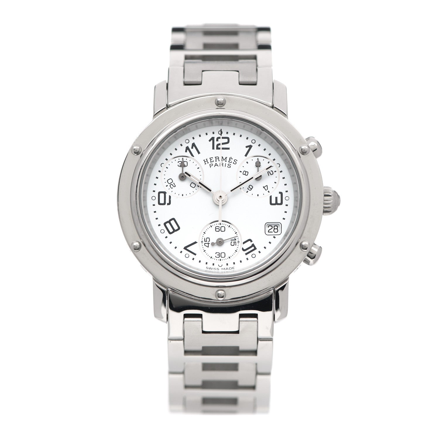 Hermes Stainless Steel 31mm Clipper Chronograph Quartz Watch 2 of 8