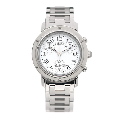 Hermes Stainless Steel 31mm Clipper Chronograph Quartz Watch 2 of 8