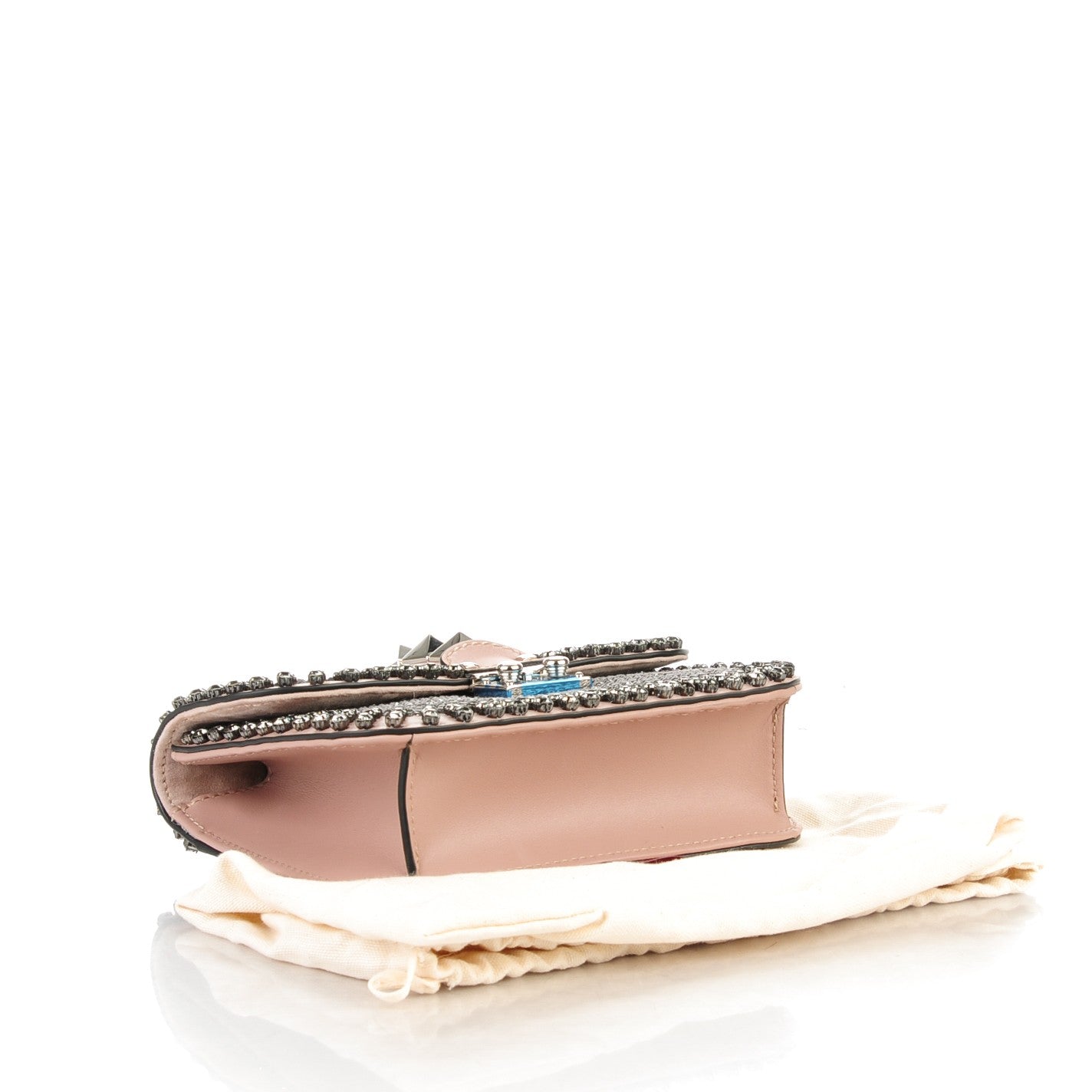 Vitello Crystal Embellished Small Glam Lock Rockstud Flap Multicolor