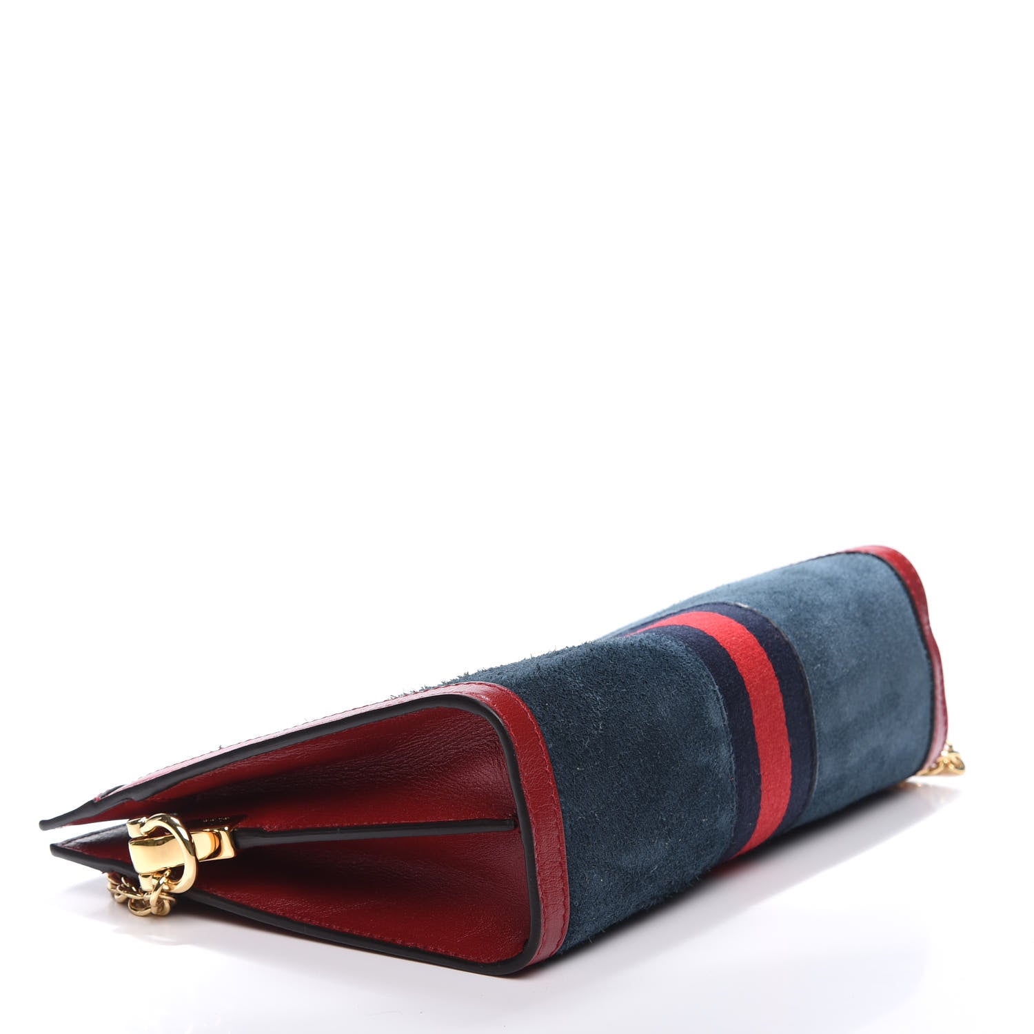 Gucci Suede Calfskin Web Small Ophidia Chain Shoulder Bag New Blue Romantic Cherry 3 of 12