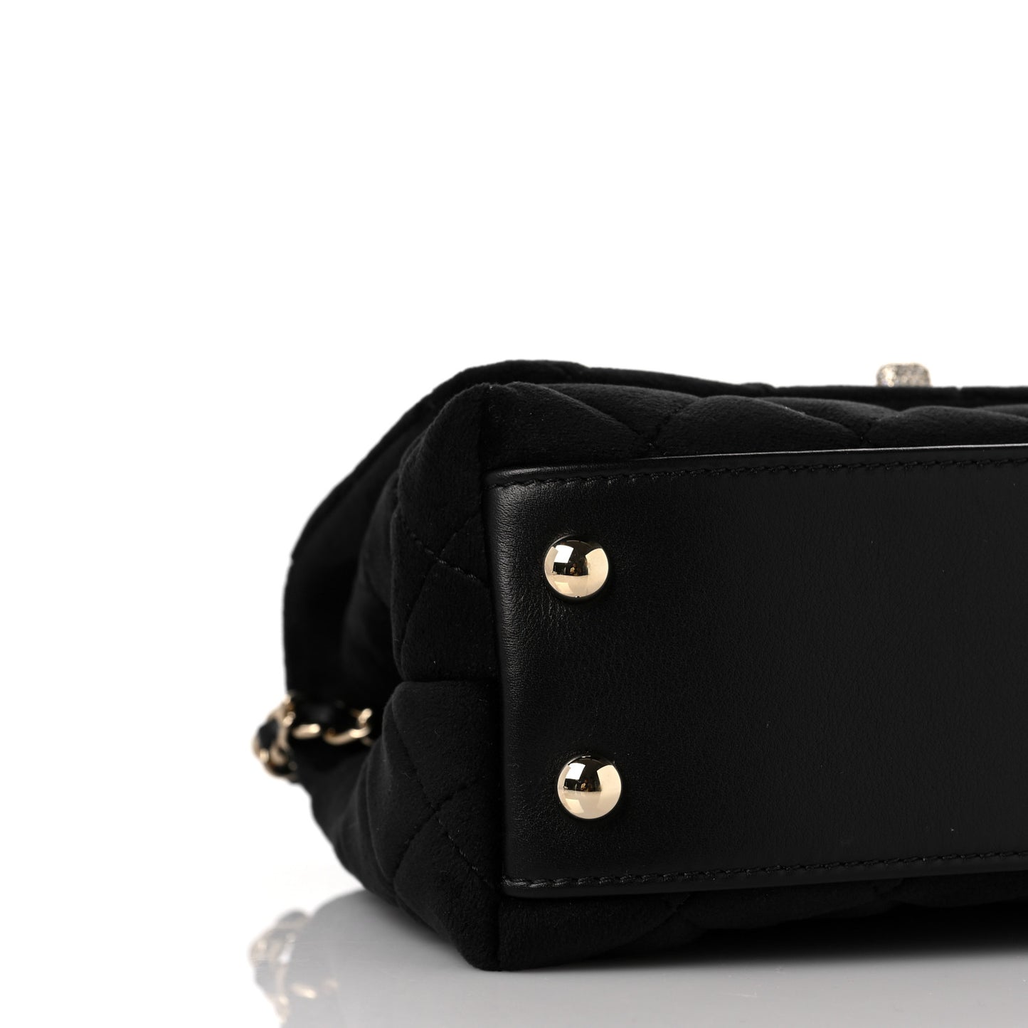 Velvet Crystal Quilted Extra Mini Coco Handle Flap Black