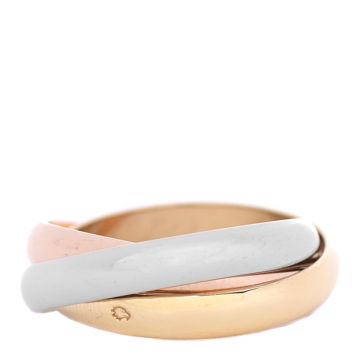 Cartier 18K Pink Yellow White Gold Classic Les Must De Cartier Trinity Ring 55 7.25 3 of 5