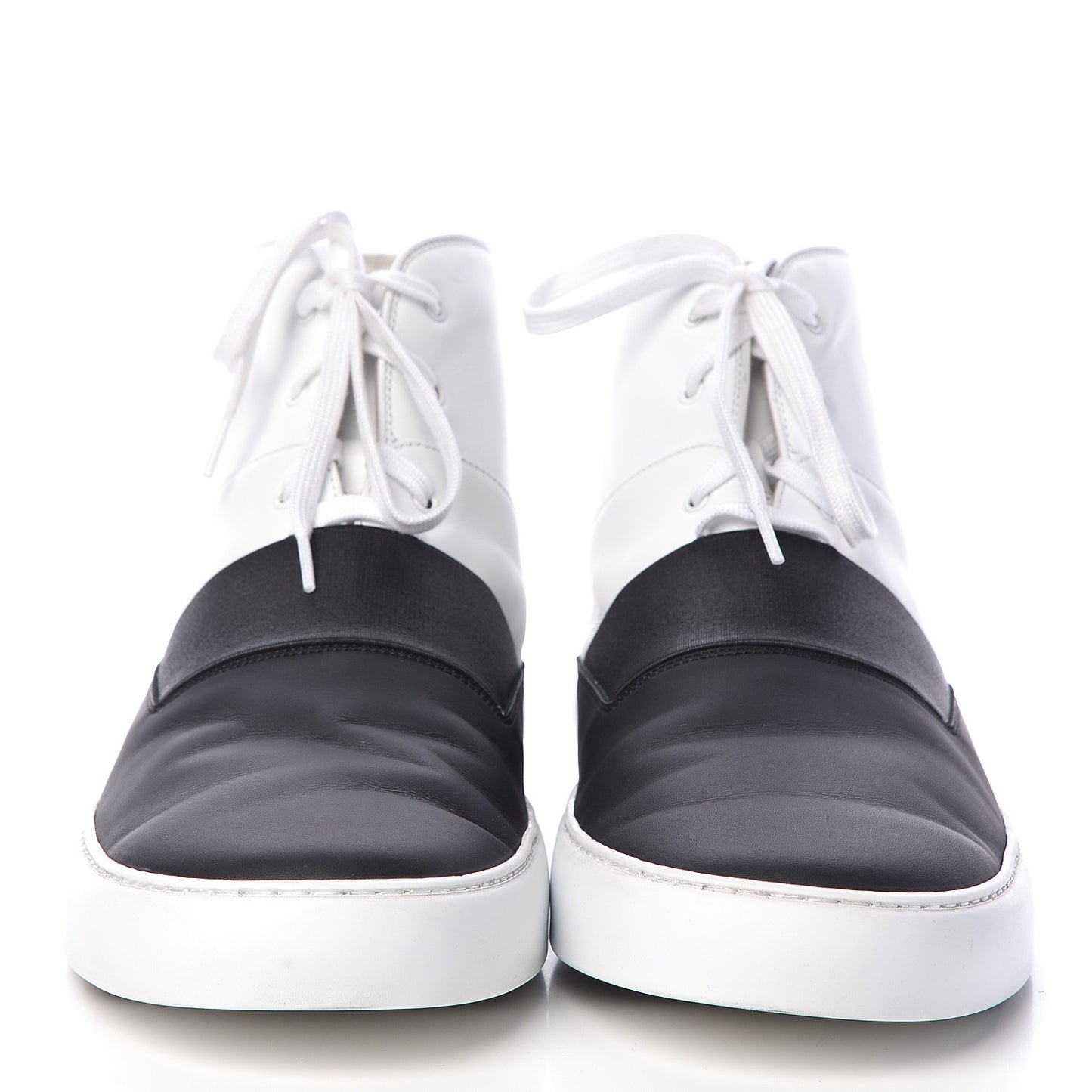 Calfskin Mens High Top Sneakers 45 Black