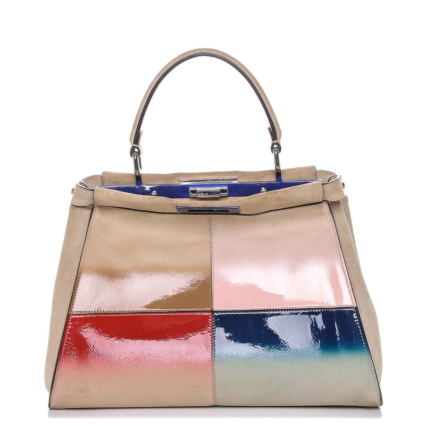 Suede Patent Gradient Medium Peekaboo Iconic Satchel Nude Multicolor