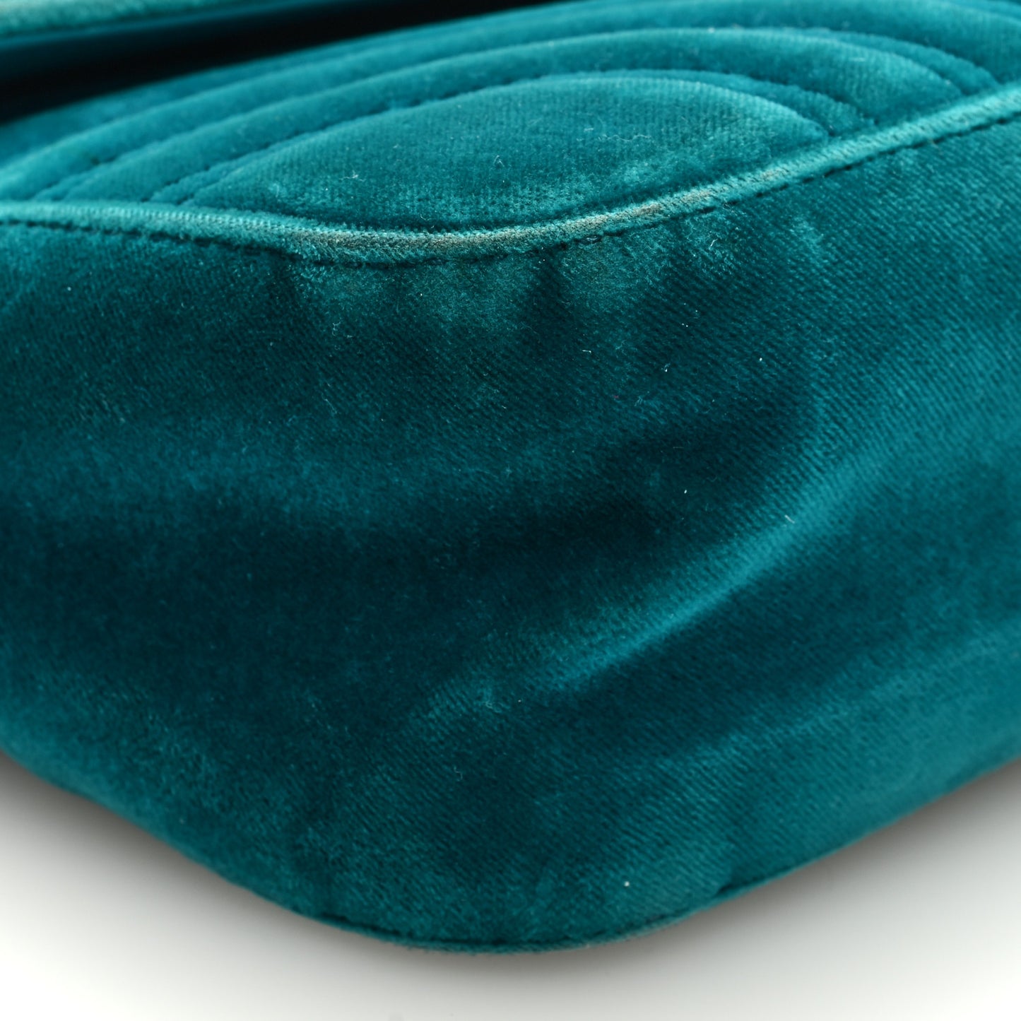 Velvet Matelasse Small GG Marmont Shoulder Bag Pavone Cyan