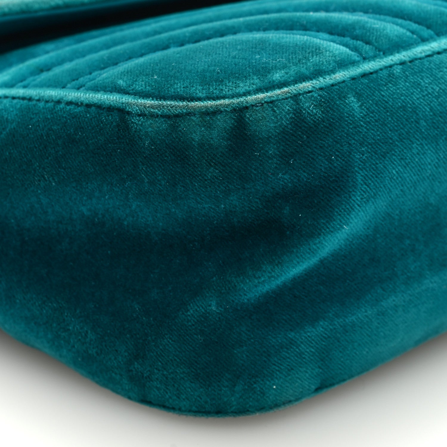Gucci Velvet Matelasse Small GG Marmont Shoulder Bag Pavone Cyan 8 of 10