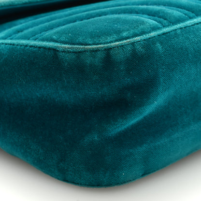 Gucci Velvet Matelasse Small GG Marmont Shoulder Bag Pavone Cyan 8 of 10