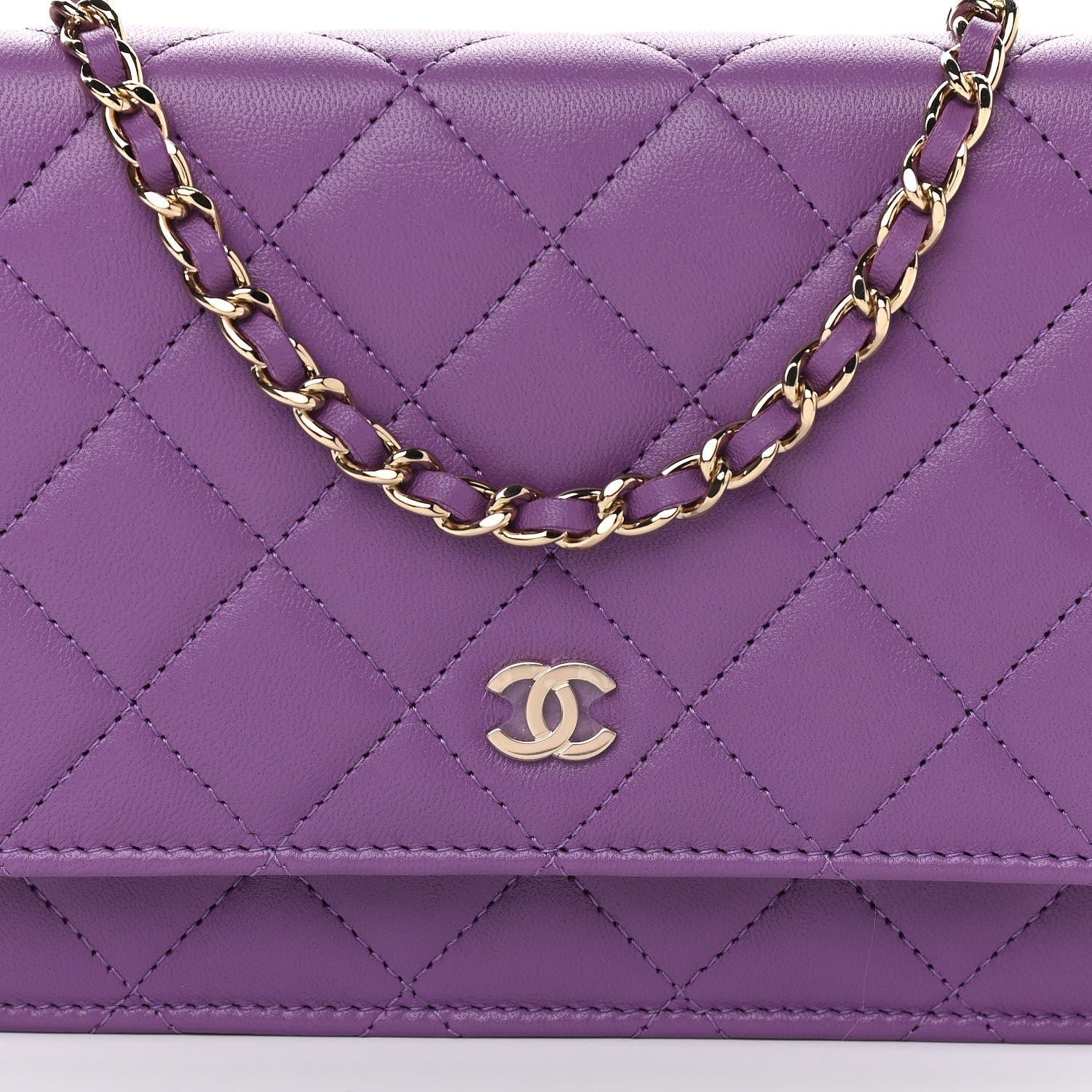 Chanel Lambskin Quilted Wallet On Chain WOC Purple 8 of 11