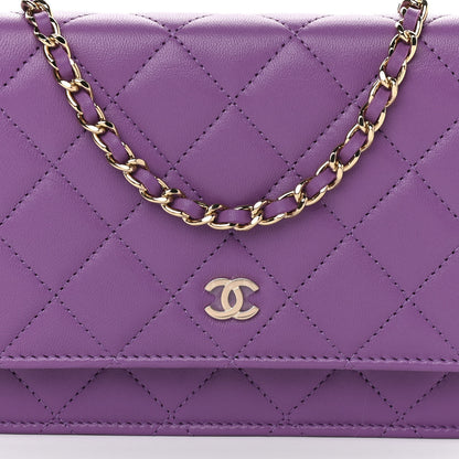 Chanel Lambskin Quilted Wallet On Chain WOC Purple 8 of 11