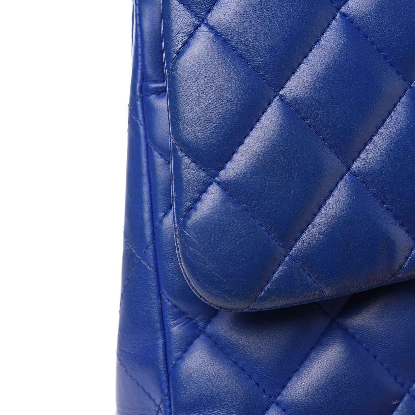 Lambskin Quilted Jumbo Double Flap Blue