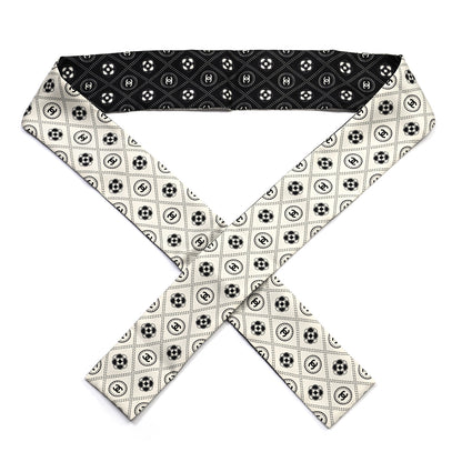 Chanel Silk CC Polka Dot Slim Bandeau Scarf Black Ecru 1 of 3