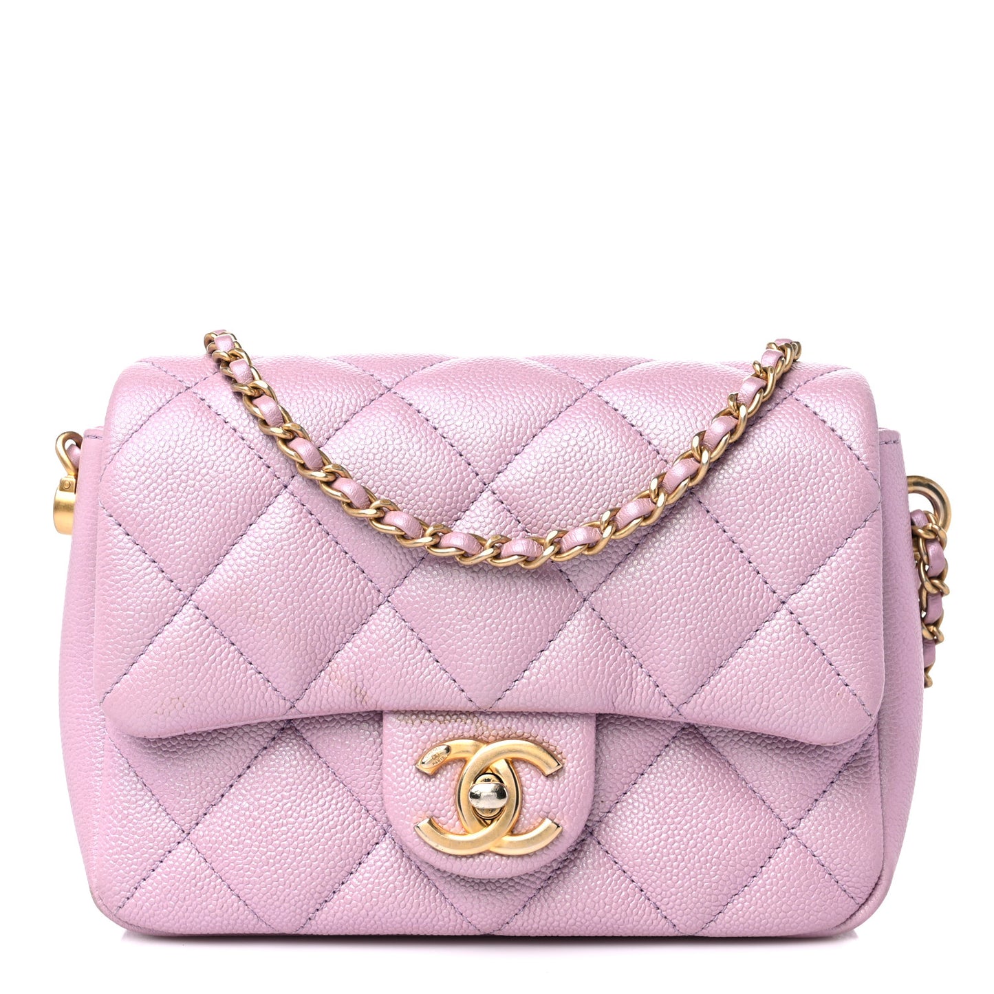 Iridescent Caviar Quilted Mini My Perfect Flap Pink