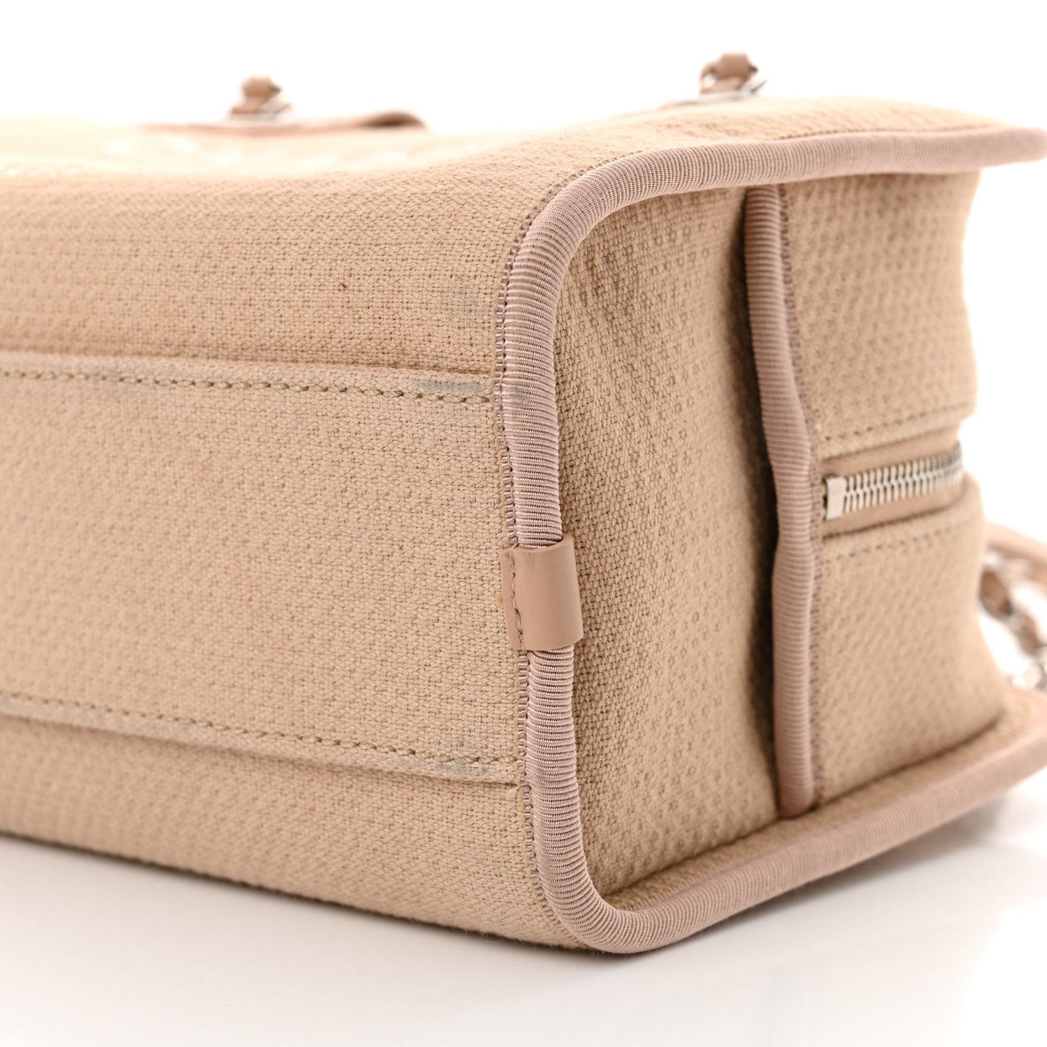 Chanel Canvas Deauville Small Bowling Bag Beige 10 of 13