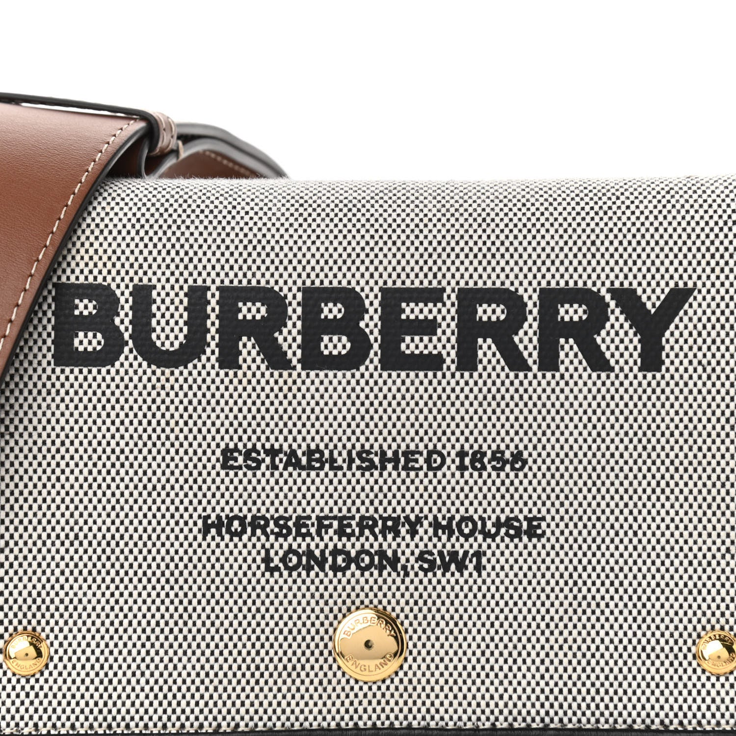 Burberry Cotton Canvas Horseferry Print Small Crossbody Bag Grey Tan 8 of 11