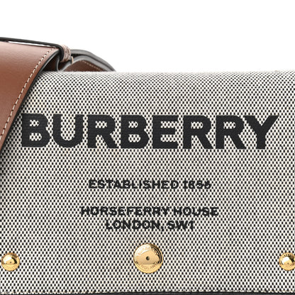 Burberry Cotton Canvas Horseferry Print Small Crossbody Bag Grey Tan 8 of 11