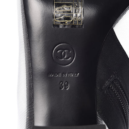 Chanel Mesh Grosgrain Camellia Short Boots 39 Grey Black 8 of 10