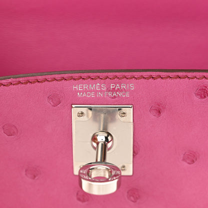 Hermes Ostrich Kelly Sellier Mini 20 Rose Pourpre 6 of 13