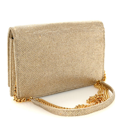 Saint Laurent Metallic Canvas Woven Small Classic Monogram Kate Tassel Chain Wallet Gold 3 of 14
