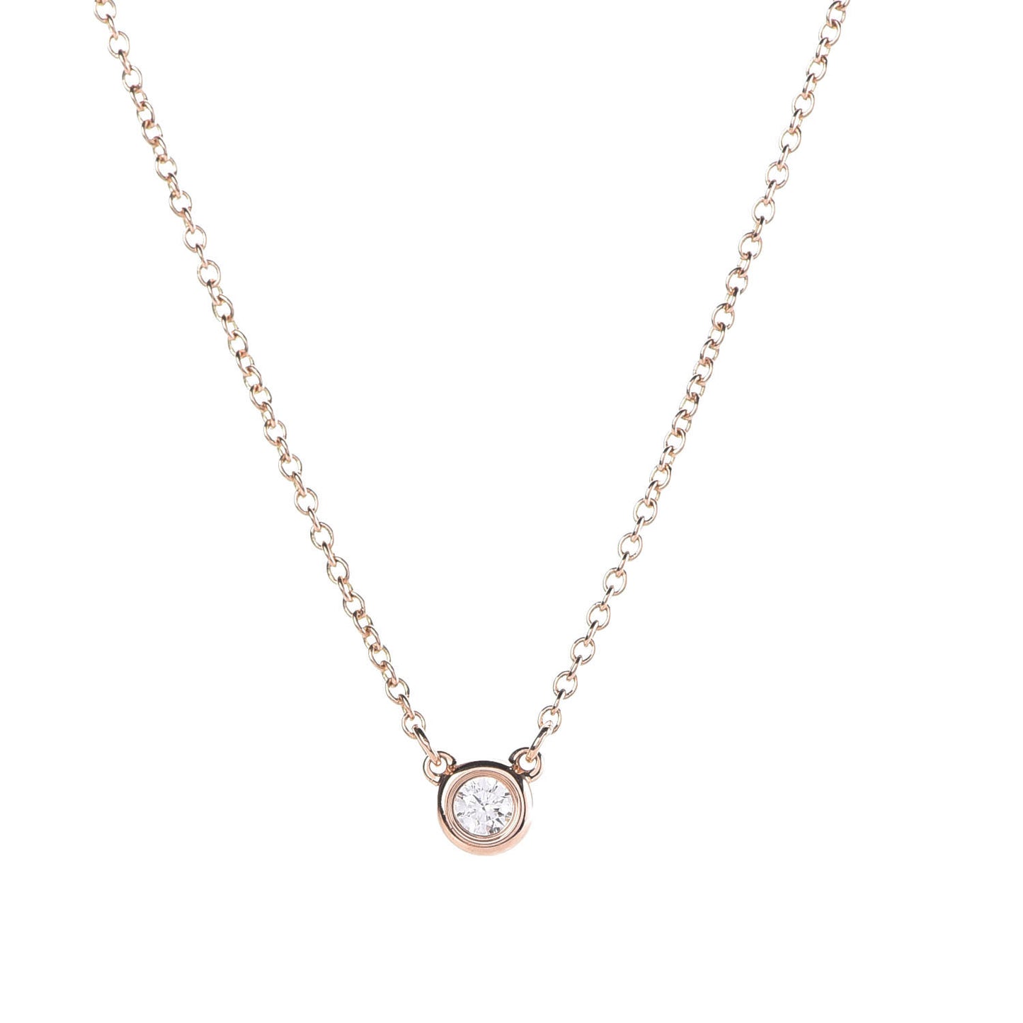 18K Rose Gold Diamond .05ct Elsa Peretti Diamonds by the Yard Pendant Necklace
