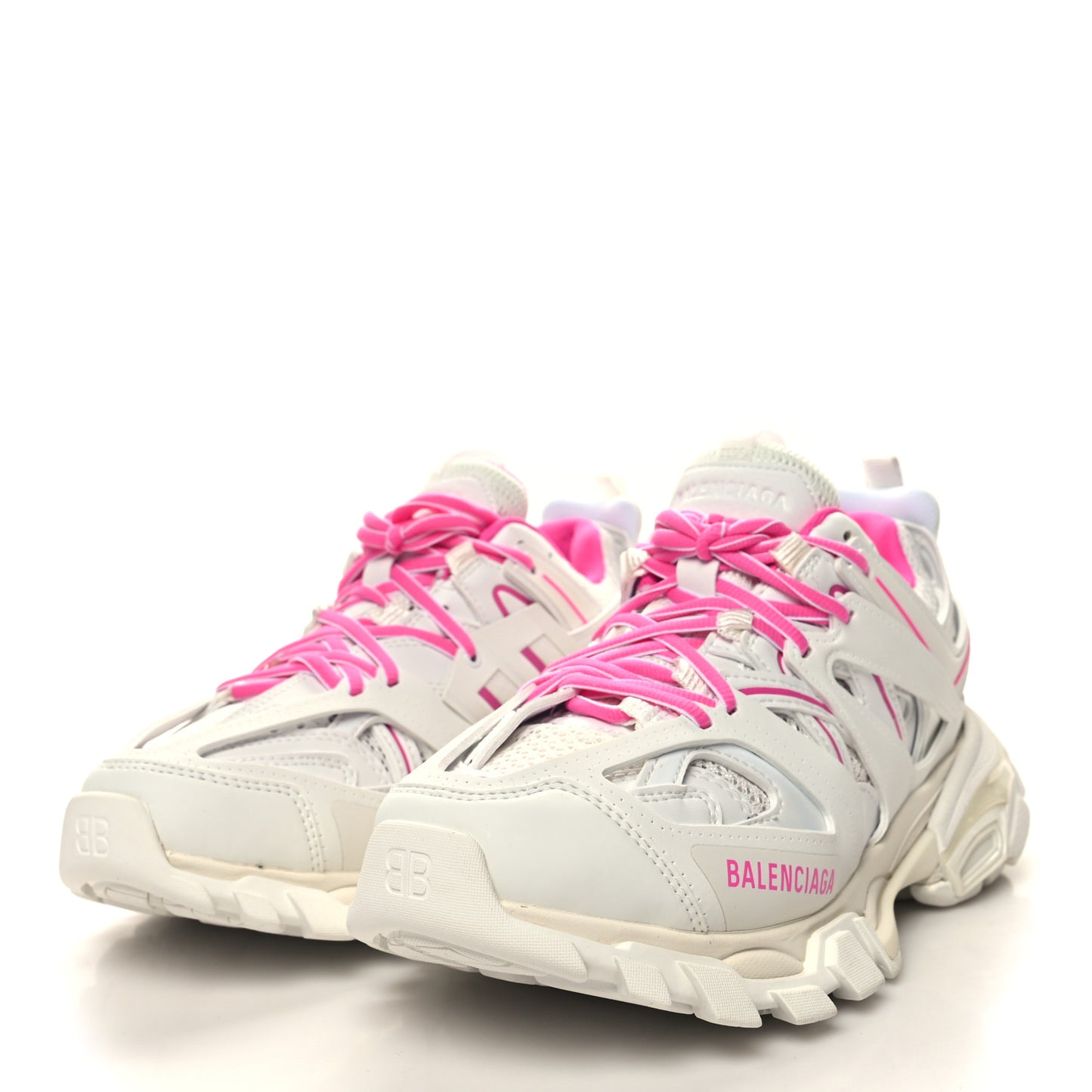 Mesh Rubber Bi-Color Womens Track Sneakers 37 White Fluo Pink