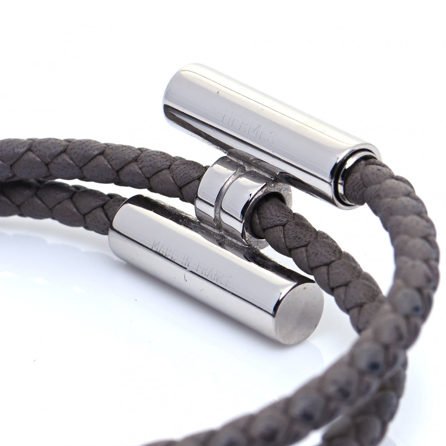 Hermes Swift Double Wrap Cord Tournis Tresse Bracelet T5 Etain