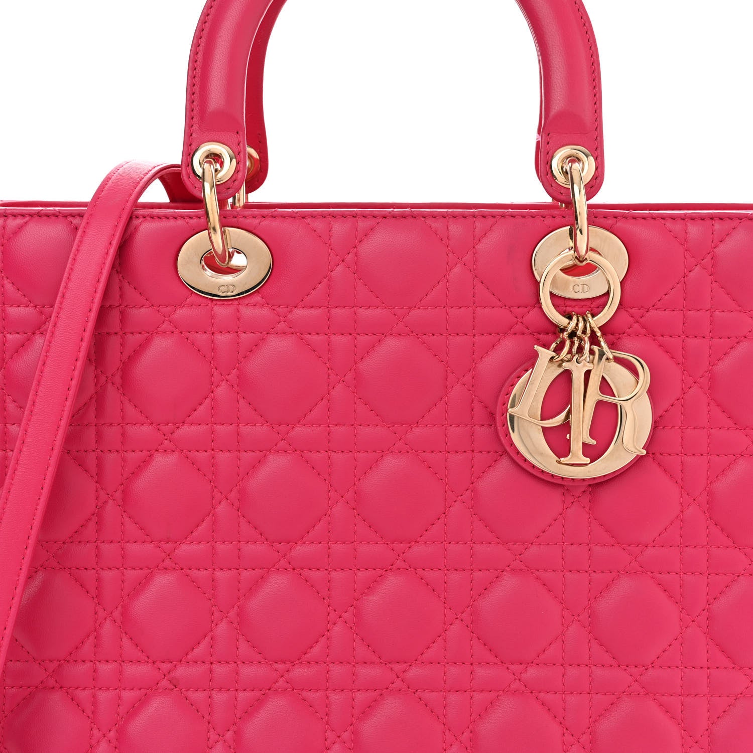 Christian Dior Lambskin Cannage Large Lady Dior Fuchsia 8 of 15