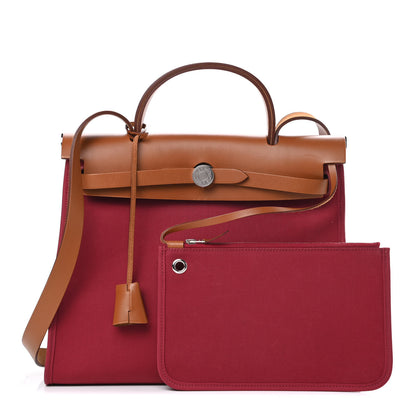Hermes Vache Hunter Toile Herbag Zip 31 PM Rubis 1 of 16