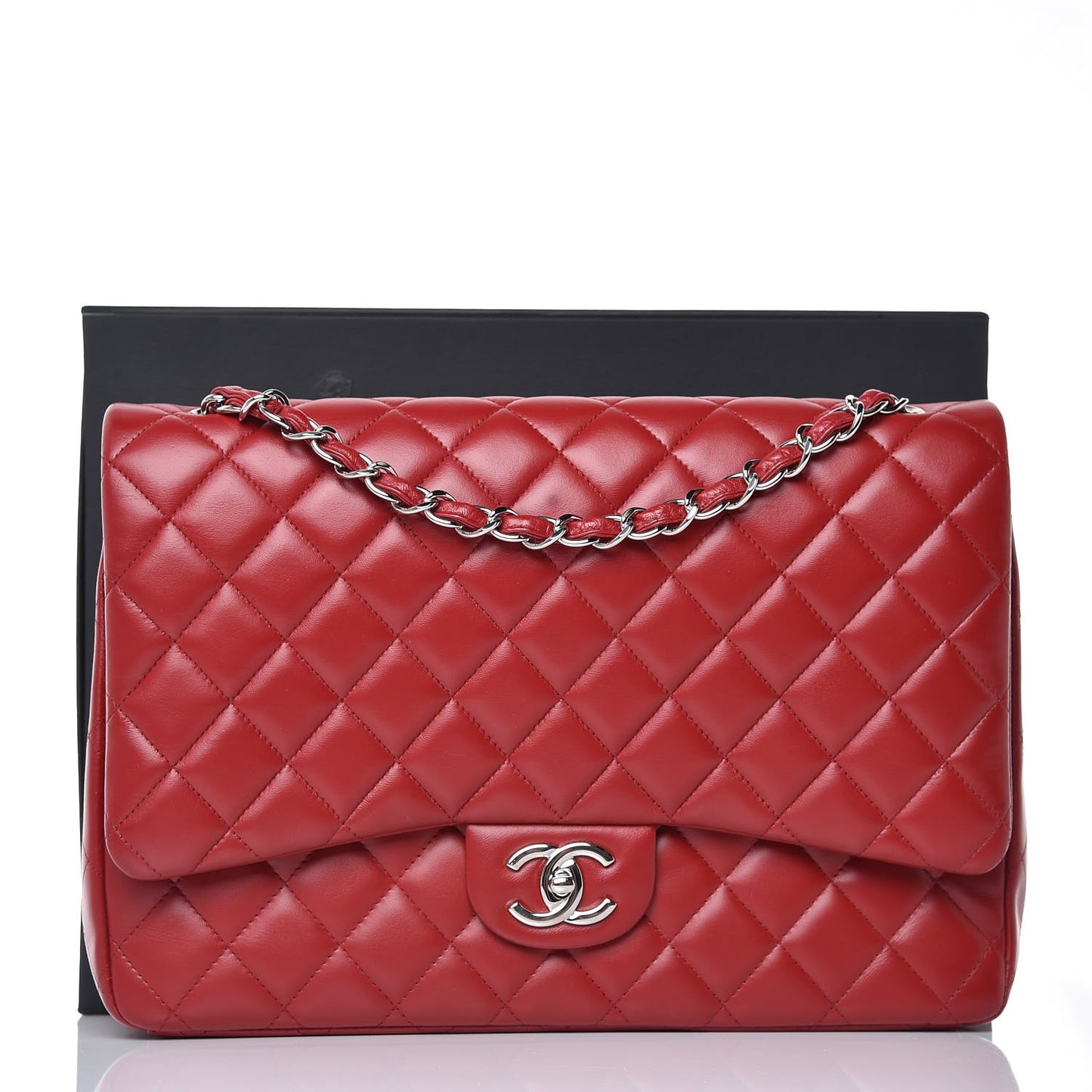 Lambskin Quilted Maxi Double Flap Red