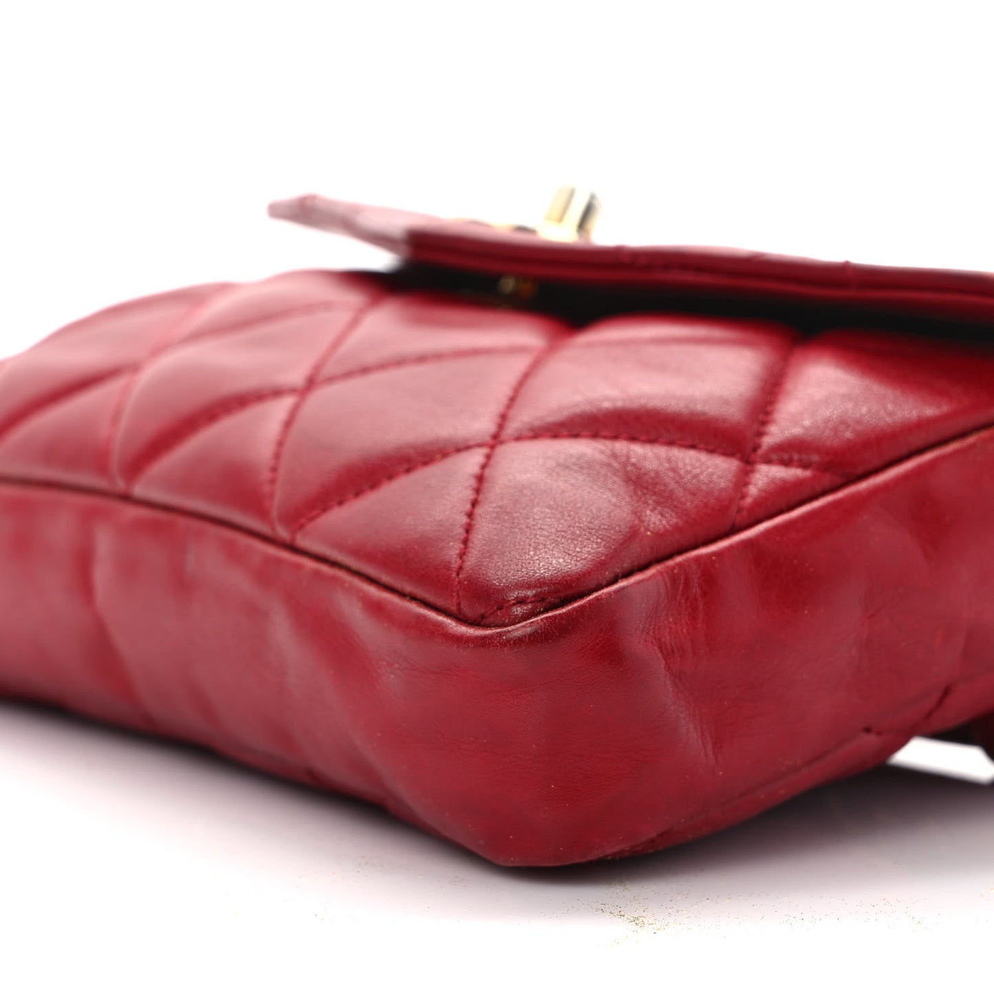 Lambskin Quilted Flap Waist Belt Bag 75 30 Red